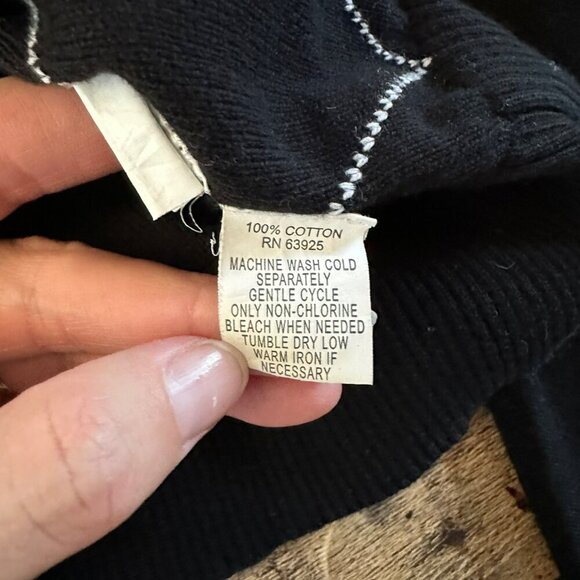 BKE black and gray argyle pattern pullover sweater top quarter zip men's L - Picture 6 of 8